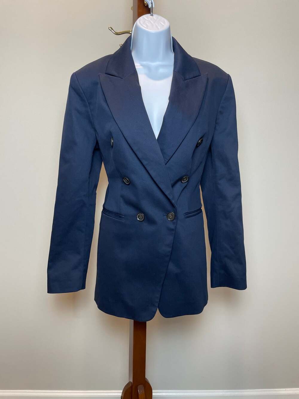 Banana Republic Double Breasted Blazer Size 8 Navy Cotton